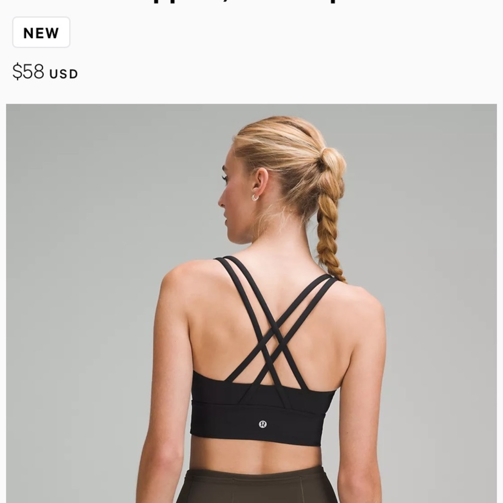 Black Lululemon Energy Longline Bra
Medium Support, B–D Cups Size 4 - Picture 1 of 6